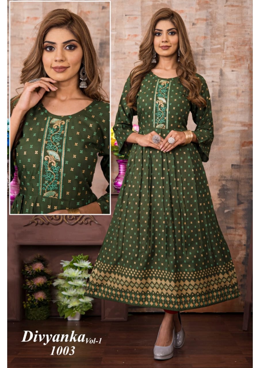 Divyanka 1 Ethnic Wear Wholesale Anarkali Kurtis Catalog
